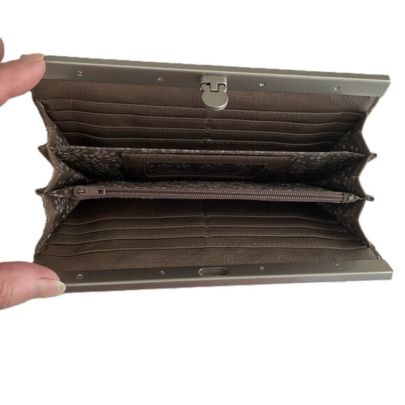 Sueded Faux Leather Wallet Paris Brown - Picture 4 of 5